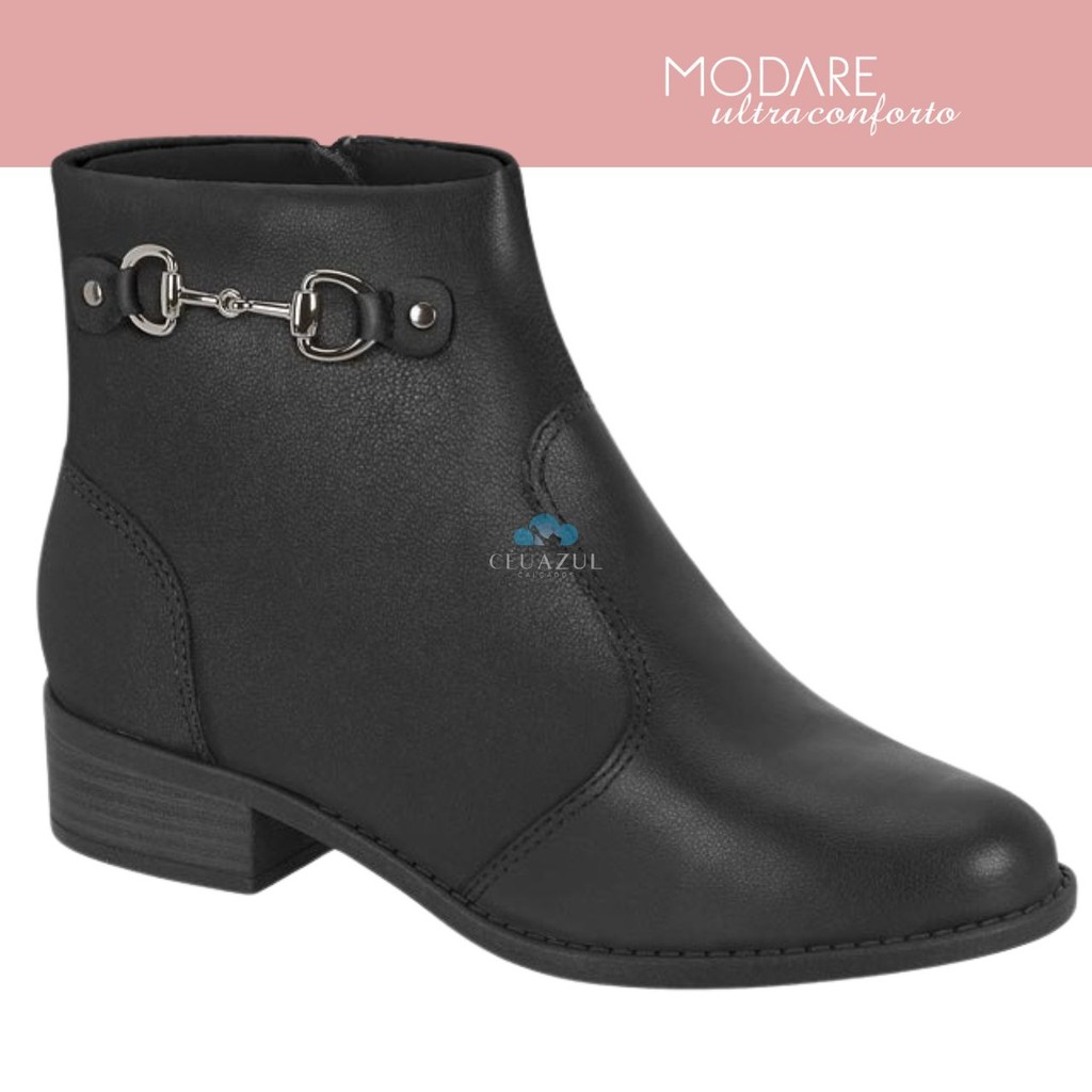 Bota Feminina Modare Ultraconforto Cano Curto Detalhe Moderna em Oferta na Shopee