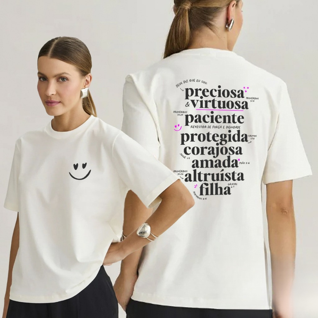 [Camiseta Premium em Algodão Puro]SISI camiseta smile T-Shirt Cristã  Deus disse que sou blusa estampada feminina em Oferta na Shopee
