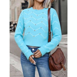Blusa suéter feminino de pelinho cropped manga longa moletom grosso inverno blusa de frio gola redonda estampada perola