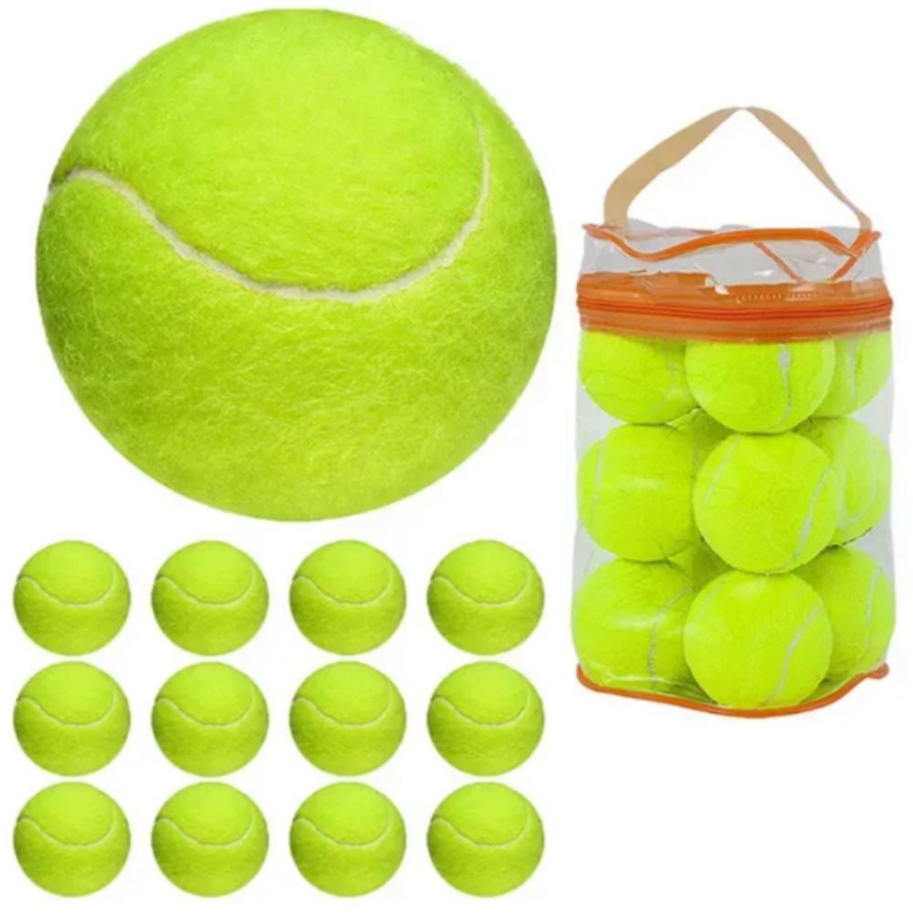 KIT COM 12 BOLAS DE TENIS VERDE CHAMPIONSHIP TREINO BOLINHAS EM BOLSA TRANSPORTE MALA WERKON DURABILIDADE