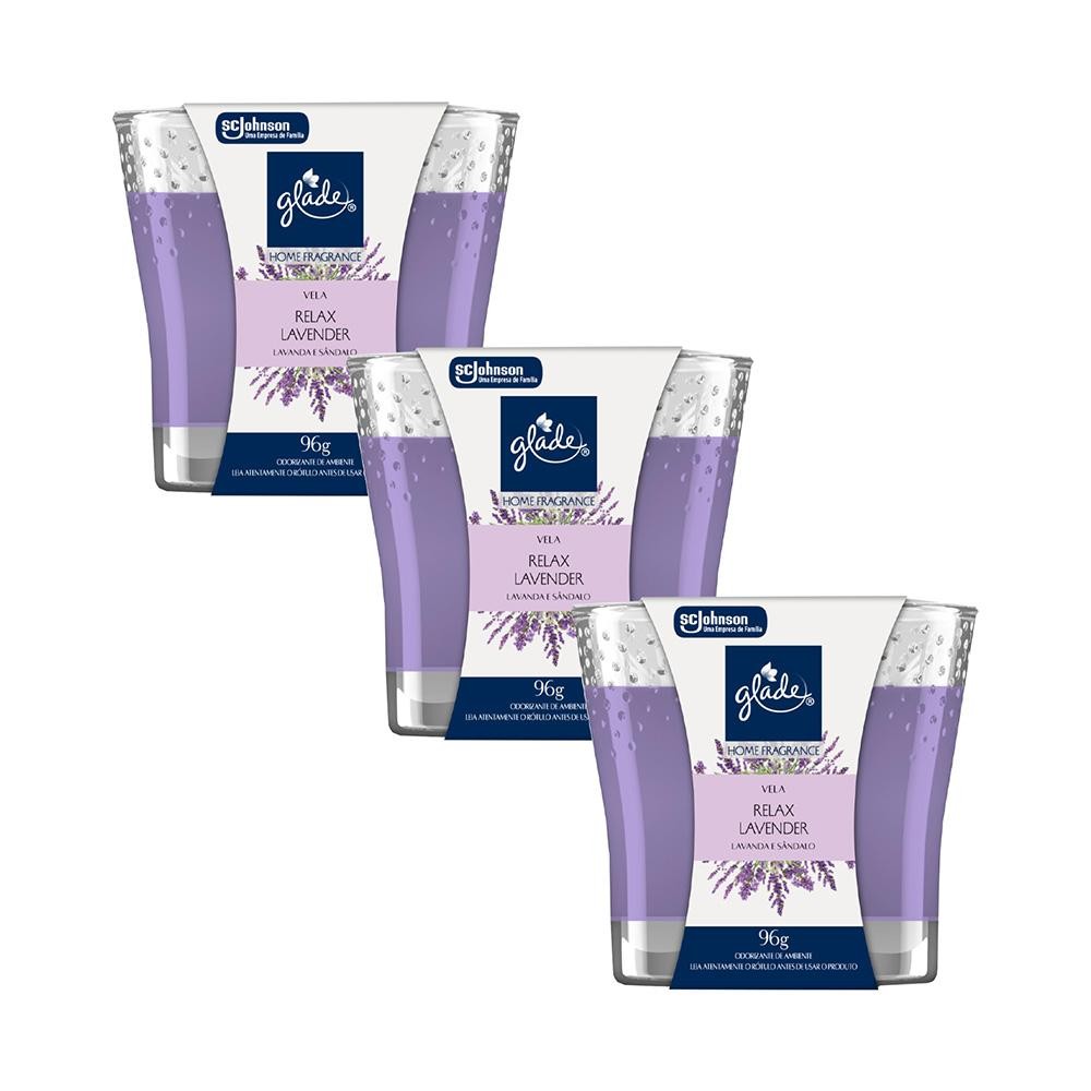 Kit 3 Vela Perfumada Relax Lavender Glade Home Fragrance 96g cada em Oferta na Shopee