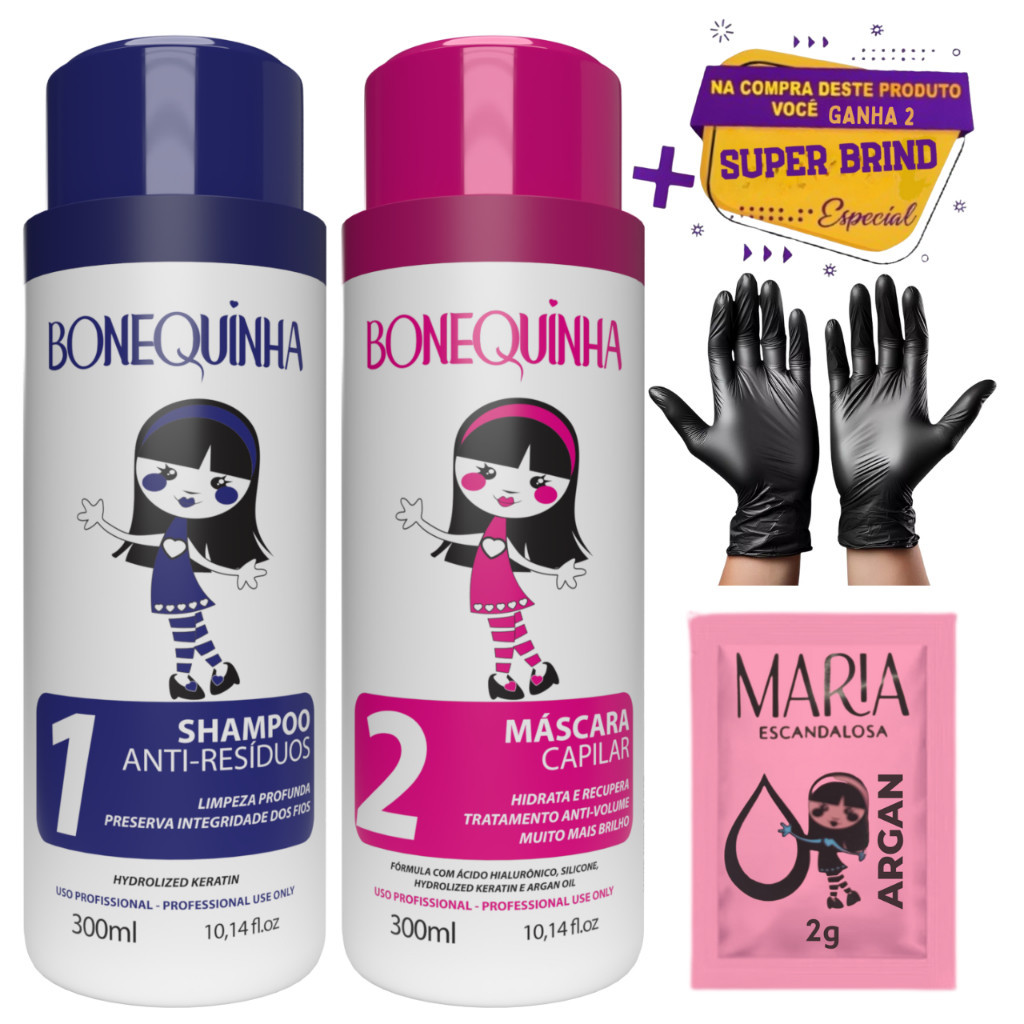 Kit Progressiva Bonequinha Escandalosa Shampoo e Máscara 2x300ml .
