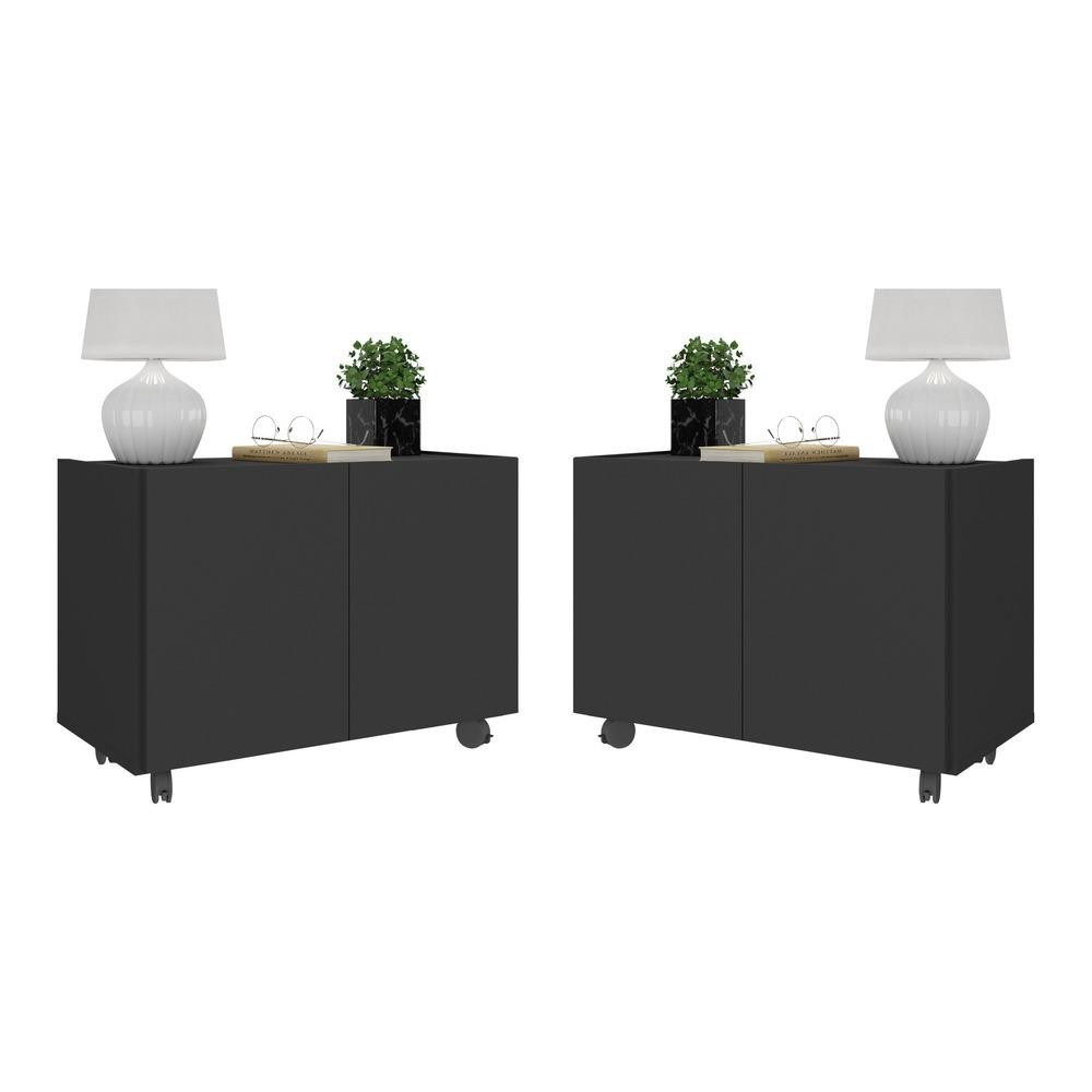 Kit 2 Mesas de Cabeceira com Rodízios 2 Portas Multimóveis MP4136 em Oferta na Shopee