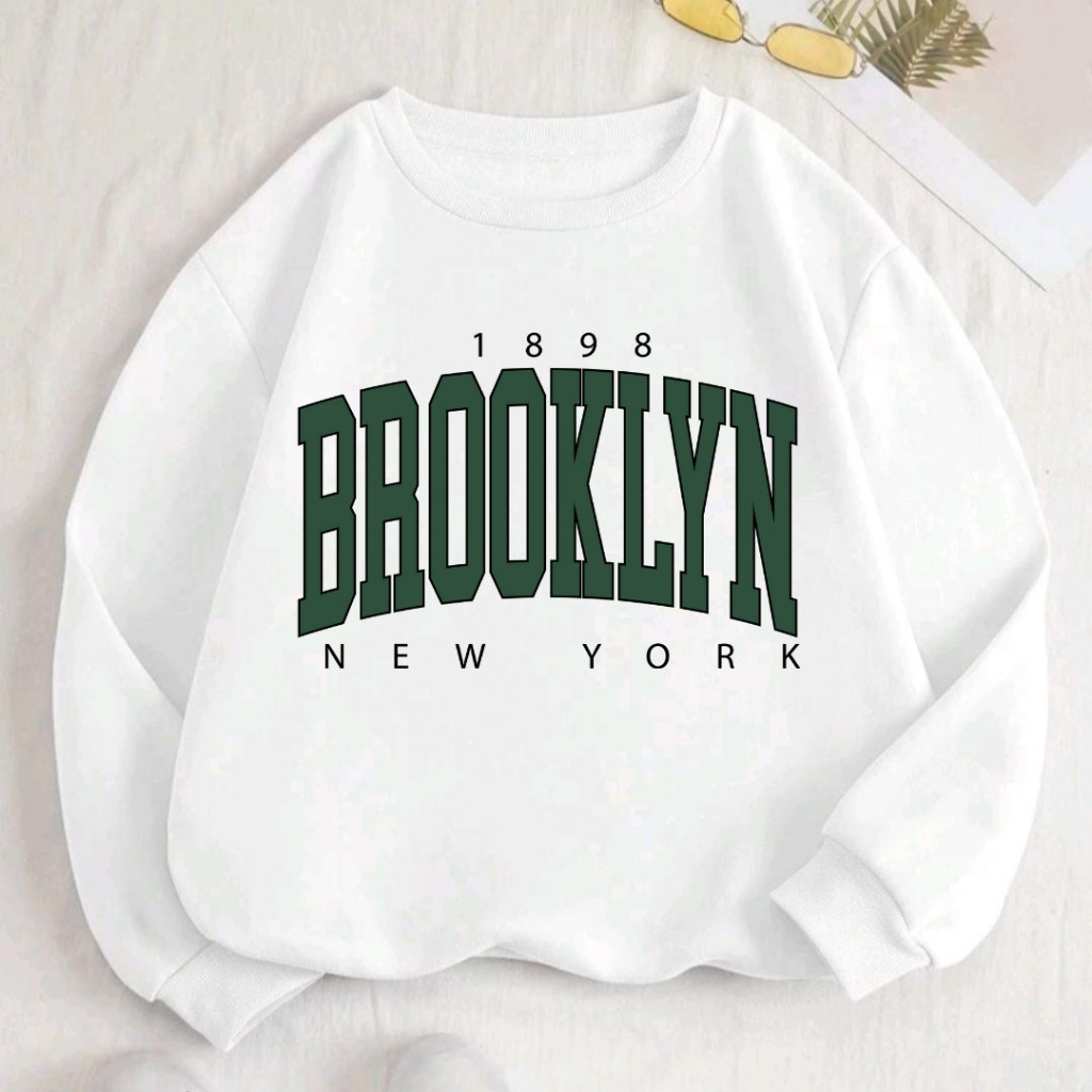 Blusa Moletom Gola Careca Suéter Estampado Brookyn New York Unissex