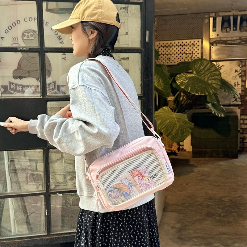 Bolsa Feminina Pequena com Bolso Transparente Tiracolo Ombro e Mão Estilo Casual Bosco.Loja em Oferta na Shopee