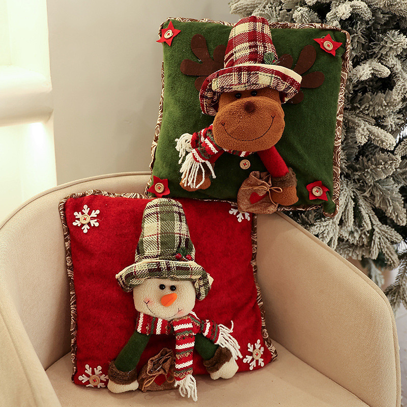 Sofá Fronha De Boneca Decoração De Natal Presente Capa De Almofada Casa, Boneco De Neve Alce Papai Noel Brinquedo