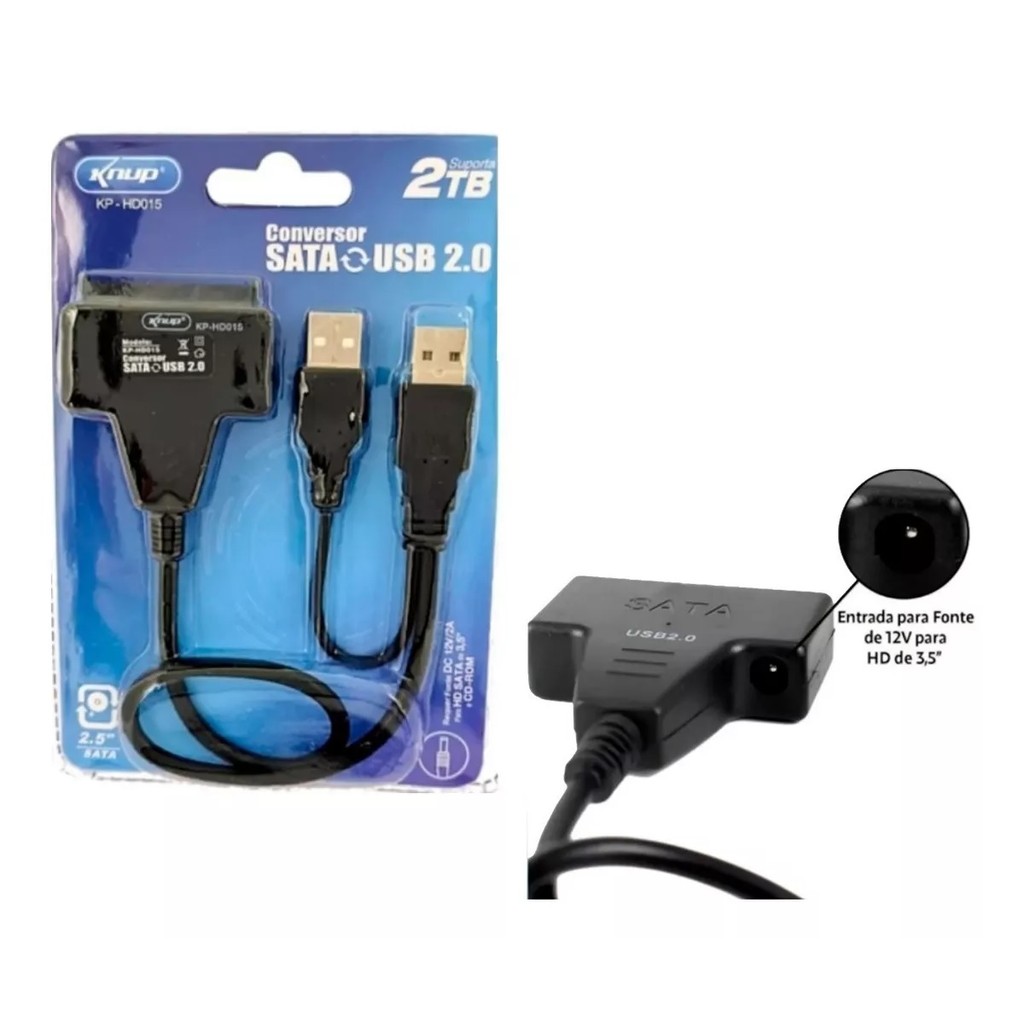 Cabo Sata Para Hd Ssd 2.5 Até 2tb Usb Para Notebook Desktop