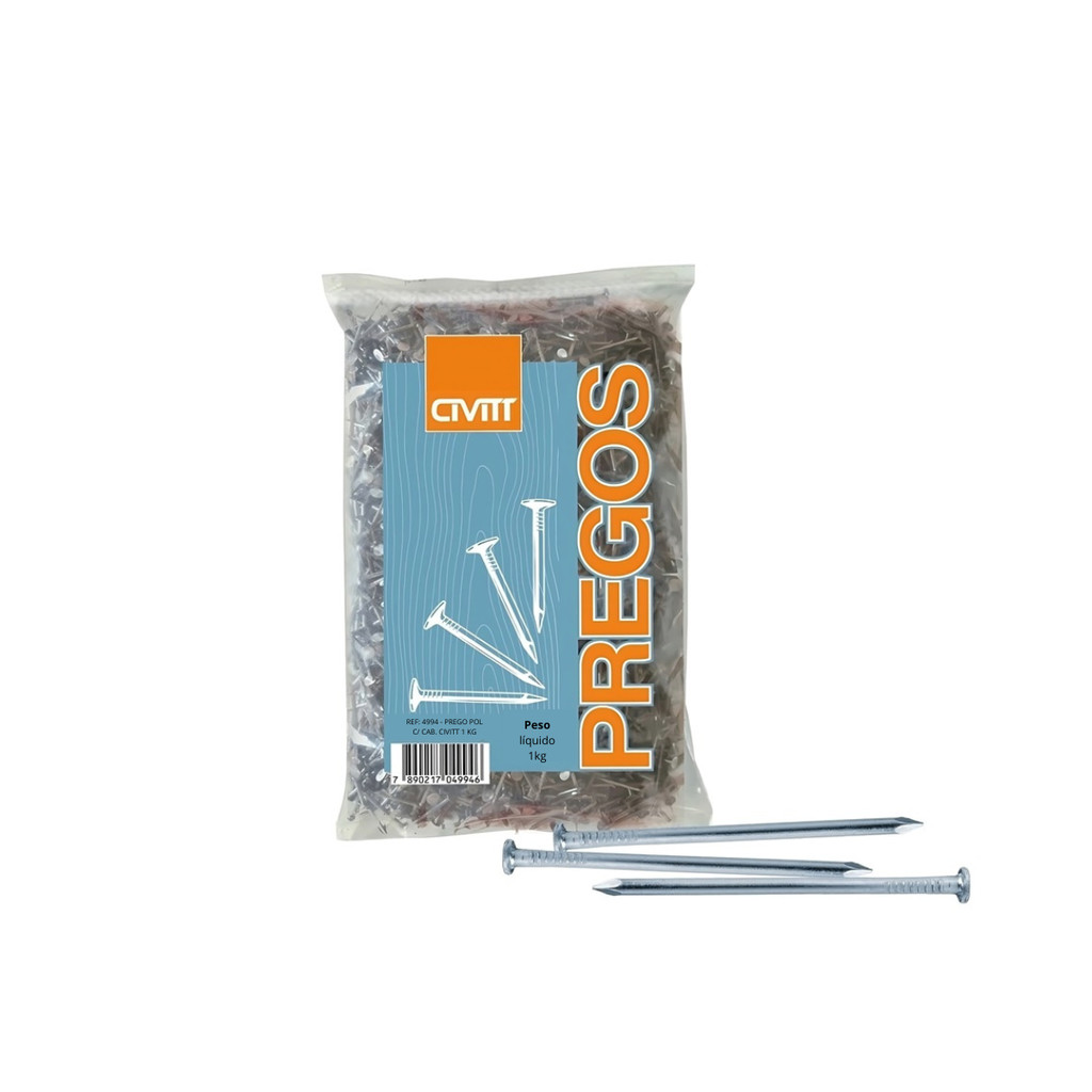 Prego 16x24 Com Cab. Pol. (2.1/4x12) 1kg Civitt em Oferta na Shopee