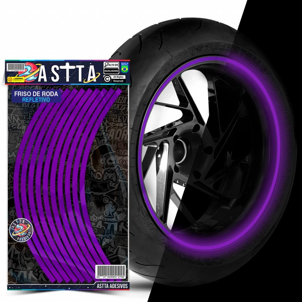 Kit Adesivos Friso de Roda M1 Roxo Refletivo Roda Aro 13 ao 22 Filete Resistente Para Moto em Oferta na Shopee