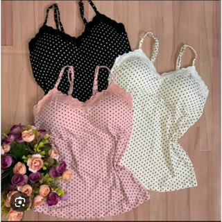 Kit 2 Blusas(regata Feminina Com Bojo E Renda) em Oferta na Shopee