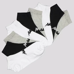 Kit Meia Kappa 9 Pares Sapatilha Branca Cinza e Preta