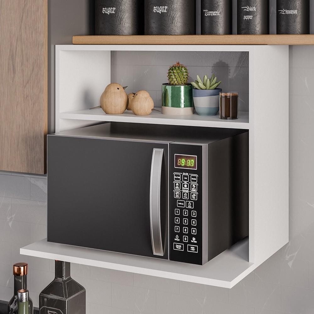 Suporte Micro-Ondas Forno Armário Aéreo 60cm 1 Prateleira Aura Z34 Branco - Mpozenato - Home & Living