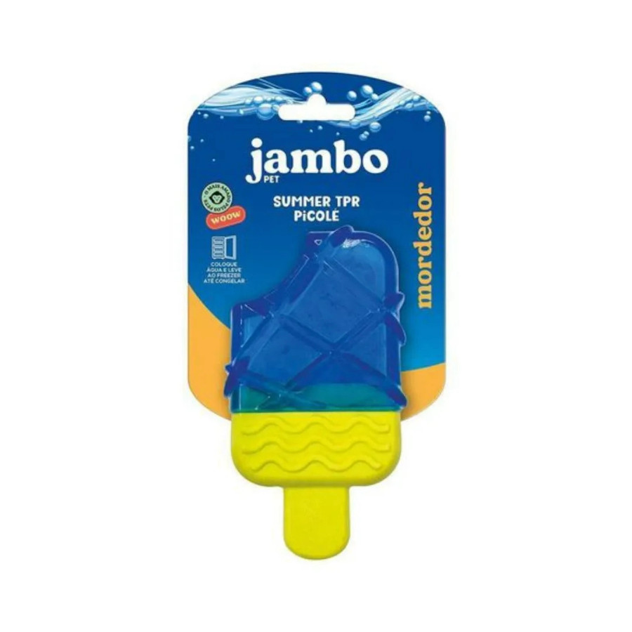 Picolé TPR Azul e Verde - Mordedor para caes gelado Refrescante para Pets - Jambo