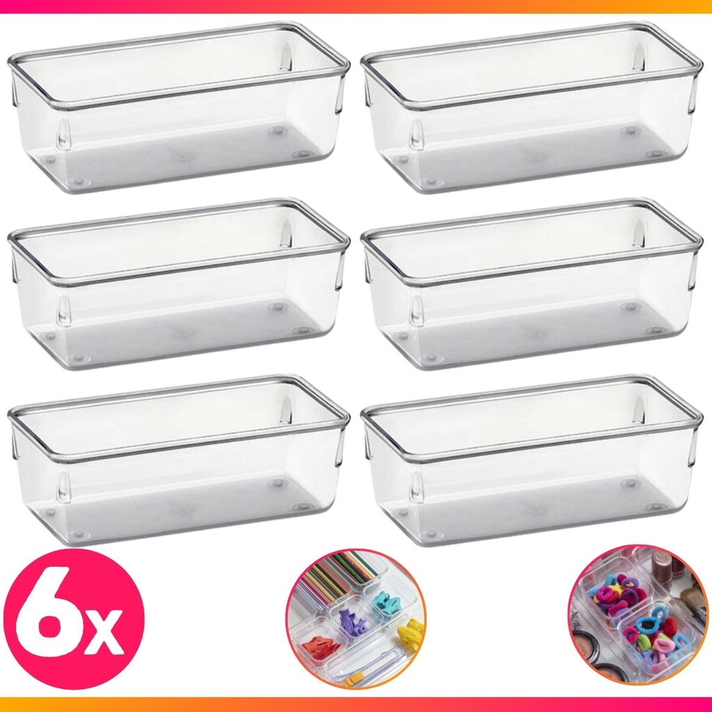 Organizadores Kit 6 Multiuso Modular Gavetas E Mesas Pote Acrílico Cristal