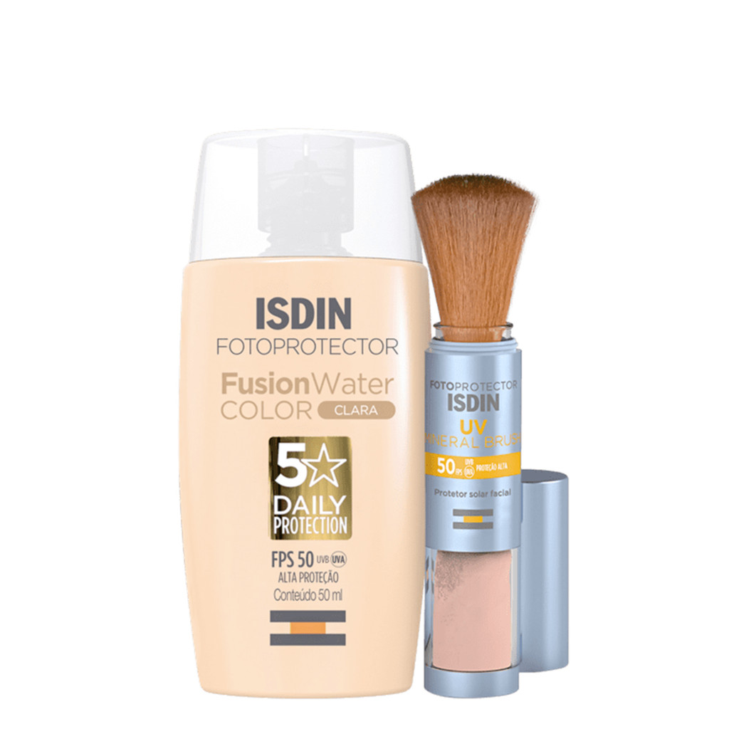 Kit ISDIN Brush Mineral Fusion Water 5 Stars Color Clara (2 produtos)