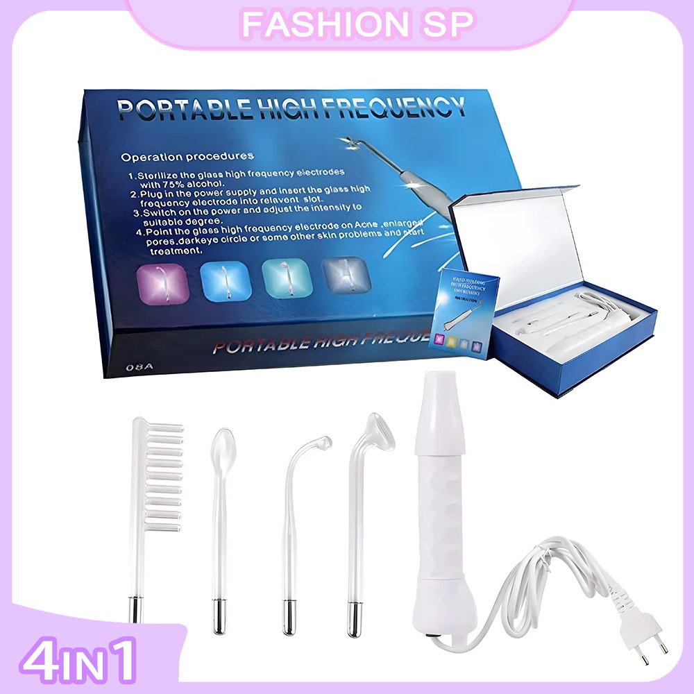 Aparelho Alta Frequência Portátil Ozônio Tratamento De Pele 4 Em 1 Eletroterapia Facial E Capilar em Oferta na Shopee