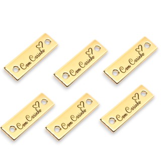 Tag de Metal 2,4x0,8 cm Dourado escrito "COM CARINHO" 10 Un em Oferta na Shopee