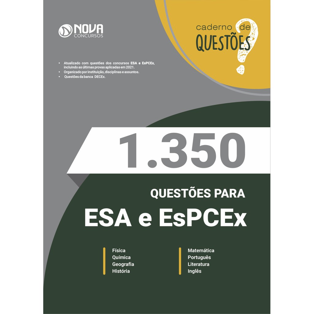 Imagem Caderno 1.350 Questões Gabaritadas ESA e EsPCEx