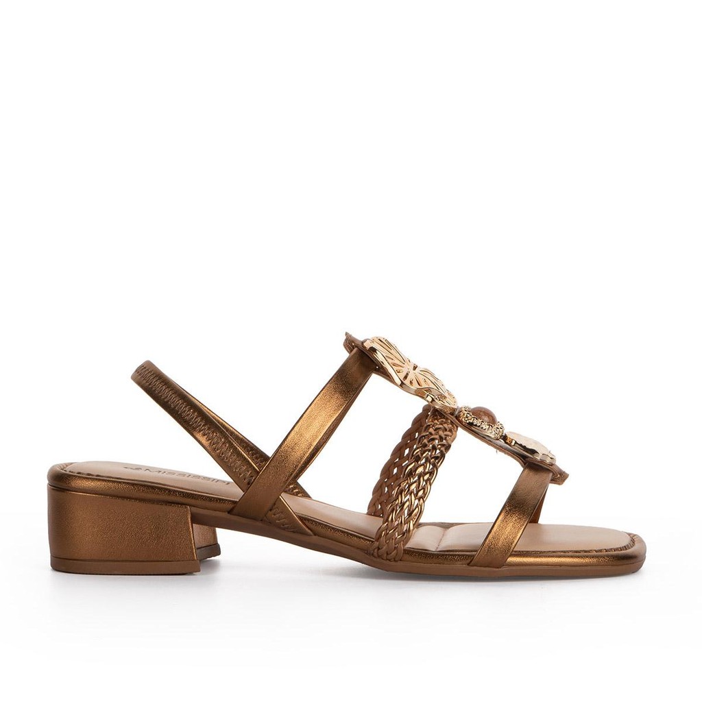 Sandália Mississipi de Salto Bloco Metalizada MC782 - Women Shoes