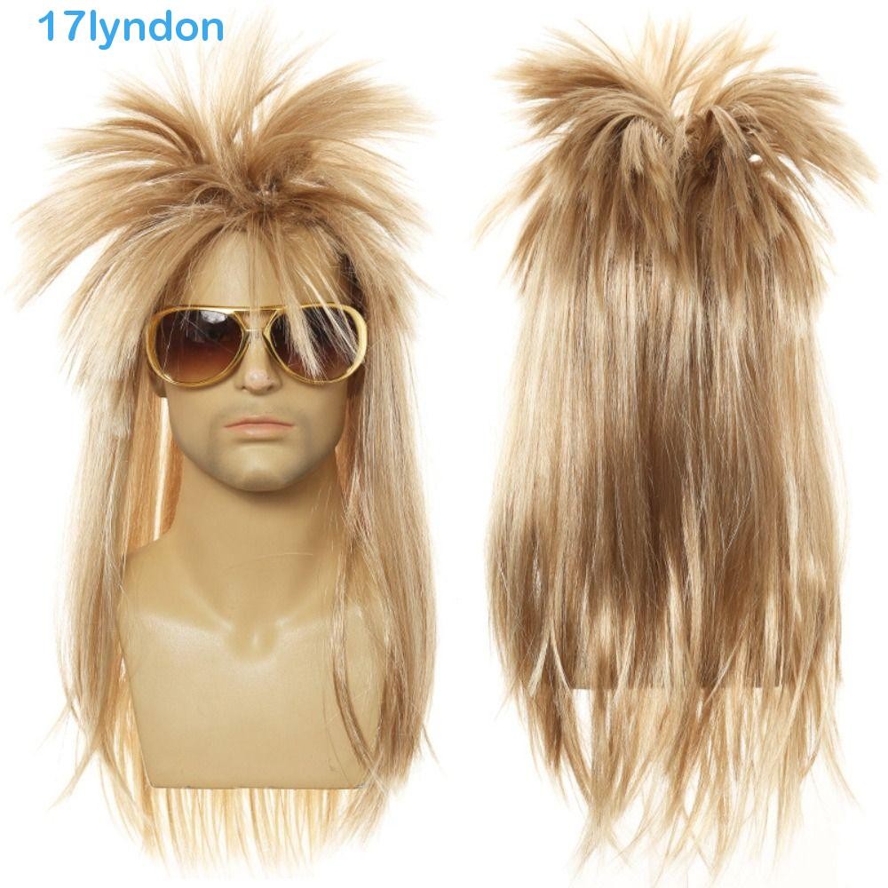 LYNDON Masculino Cosplay Perucas Disco Punk Boate Bar Peruca Engraçado Fasion Invisível Macio Natural Retro