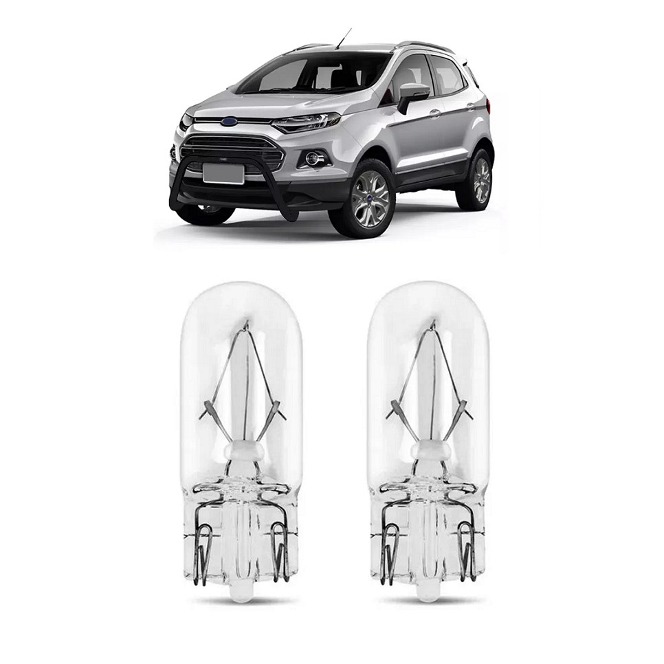 Par Lampada Pingo T10 Ecosport Farol Teto Placa 5w