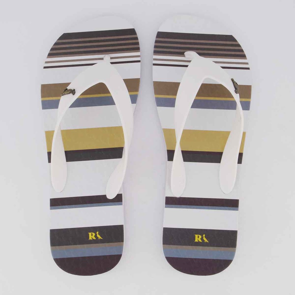 Chinelo Reserva Trancoso Listrado Branco e Azul