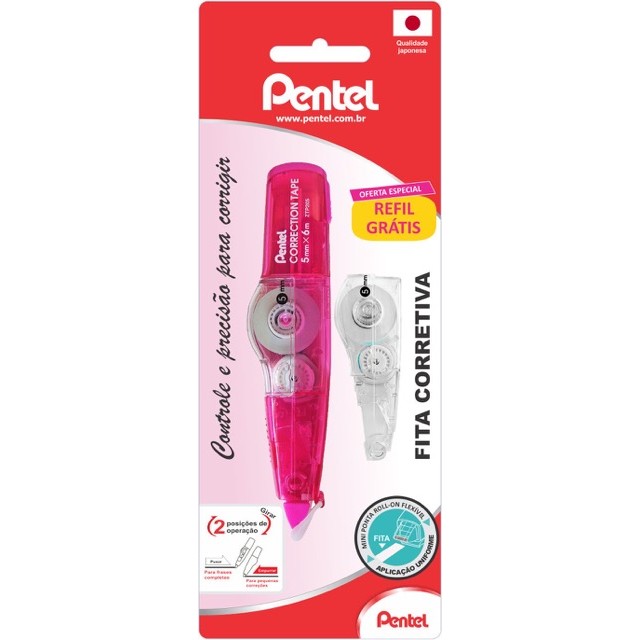 Fita Corretiva Pentel (5mm x 6 m) + Refil - Cores em Oferta na Shopee