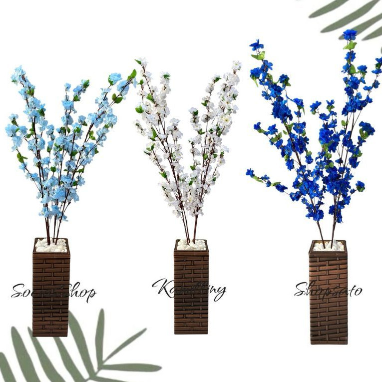 Kit 2 Arranjos Sakura Cerejeira 120cm com Pedra Ovo Par De Arranjos Para Escritórios e Salas Decoração De Ambientes, Loj — imagem 2 de 2