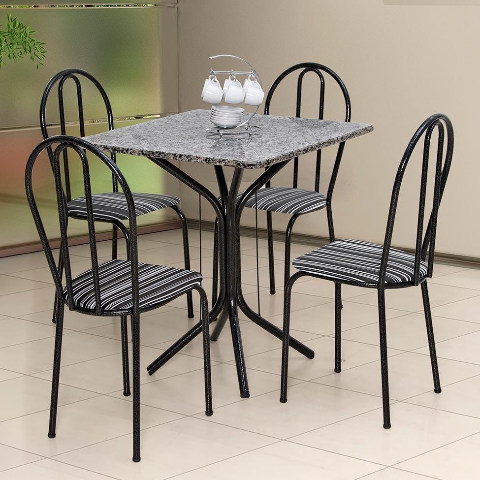Conjunto de Mesa com 4 Cadeiras Thais Craqueado Preto Listrado Branco e Preto em Oferta na Shopee