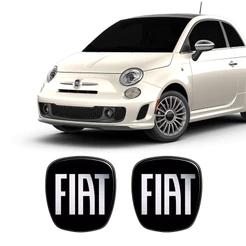2 Adesivos Emblema Fiat 500 Preto Black 2009 Ate 2017