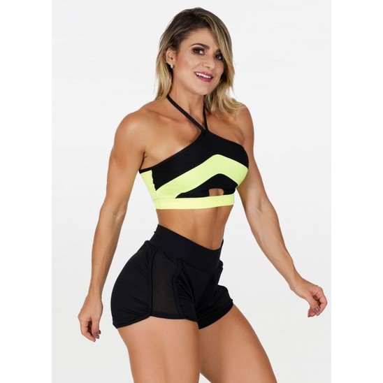 Conjunto Short Bermuda Curto E Top Academia Fitness Feminino Corrida Caminhada VIVIAN Cores