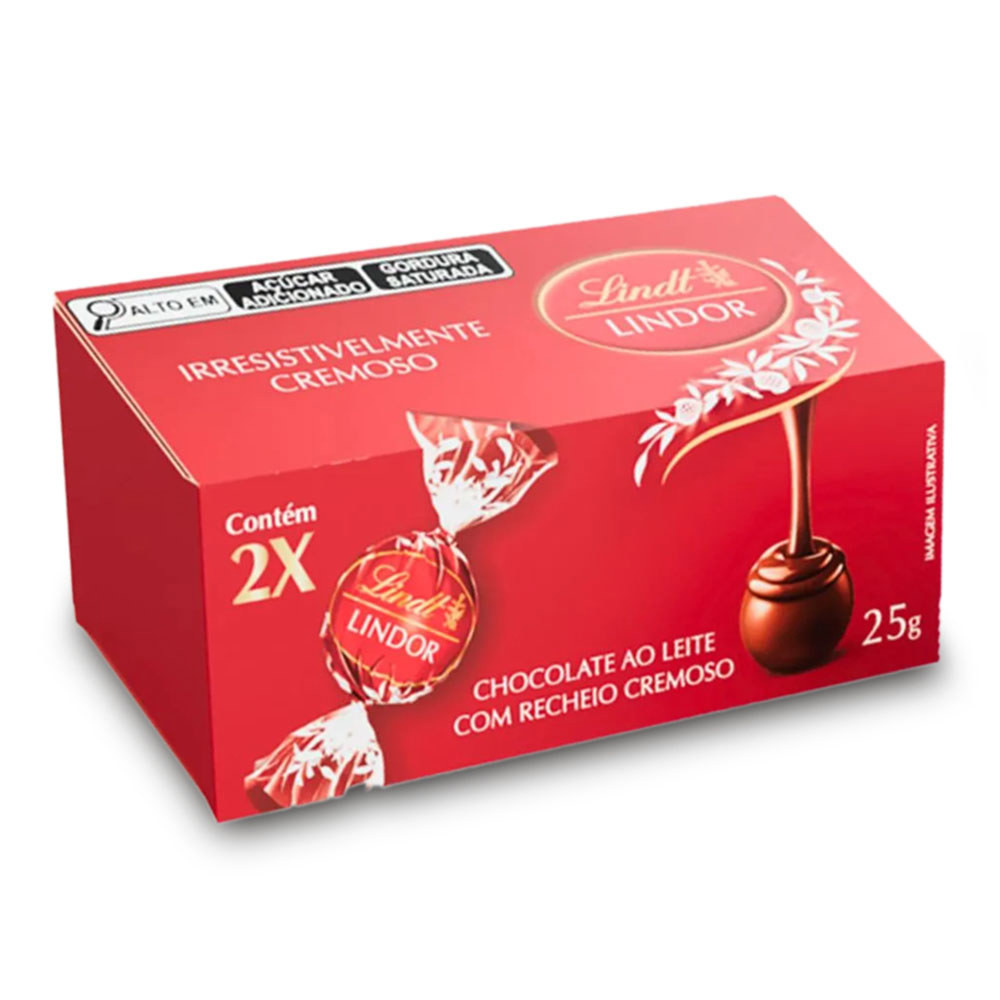 Trufa Lindt Lindor Milk ao Leite Duo Caixa de 25g em Oferta na Shopee
