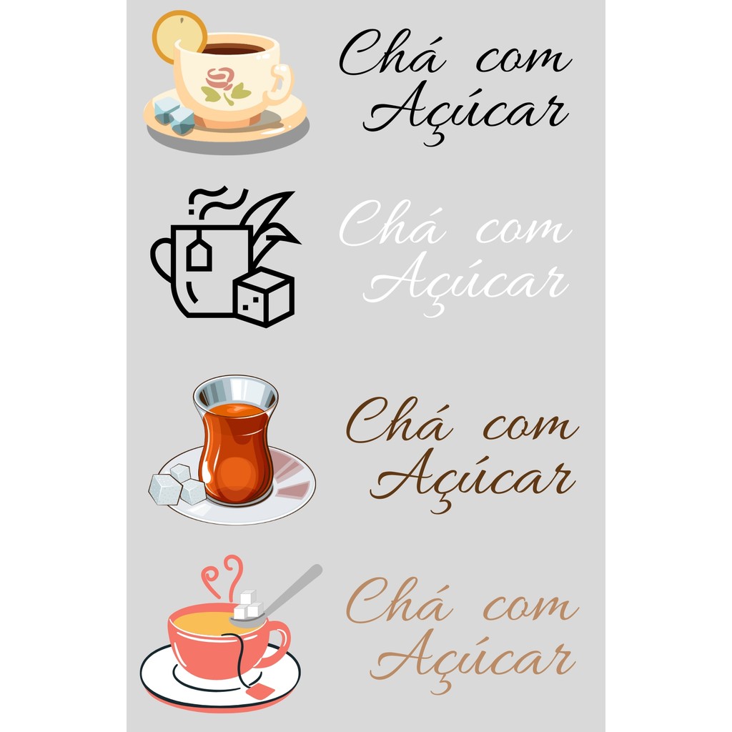 Stickers Adesivos Utilidades Domésticas - Chá com açúcar - Alto relevo - "APLIQUE VC MESMO".