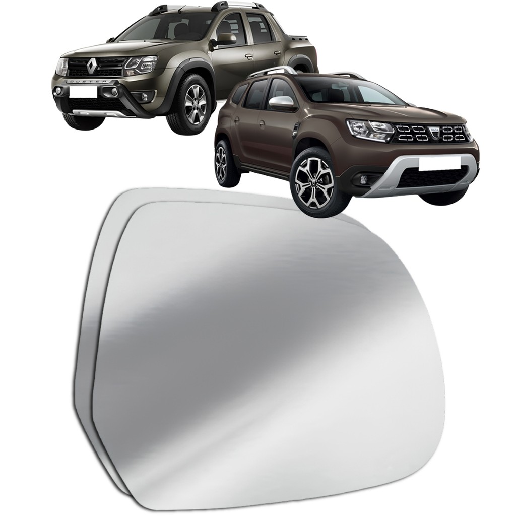 Lente Espelho Retrovisor Convexo Metalizado Duster 2016 a 2019 Oroch 2017 a 2019