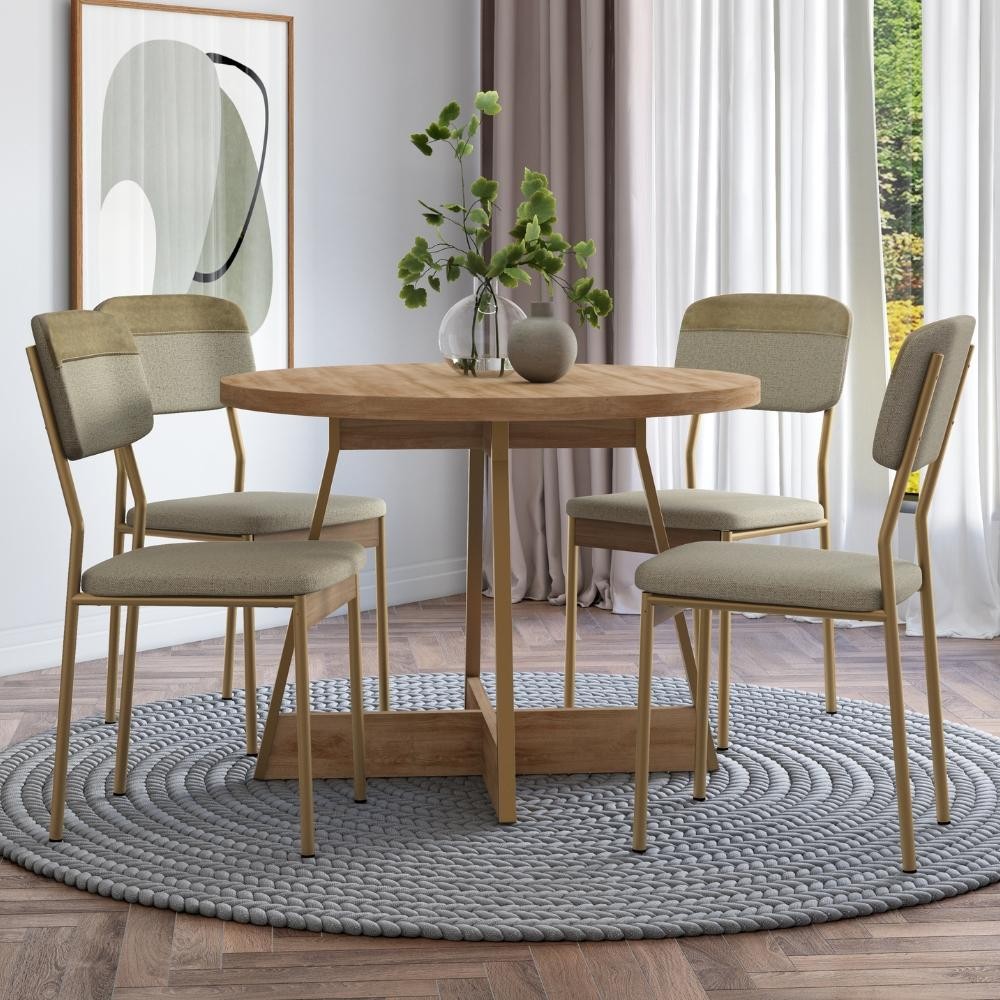 Conjunto Sala de Jantar 4 Cadeiras Belgravia Carraro Carvalho Dourado em Oferta na Shopee