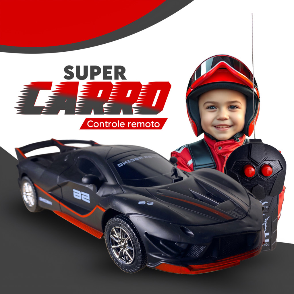 Carrinho Controle Remoto Esportivo Pilha Brinquedos de Menino Super Carro