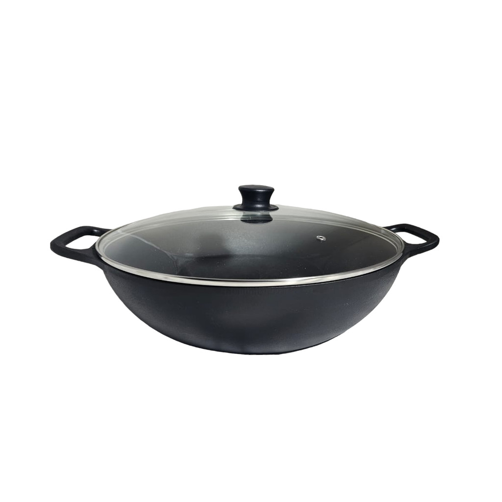 Panela Wok Ferro 8 Litros 36cm Tampa de Vidro Libaneza em Oferta na Shopee