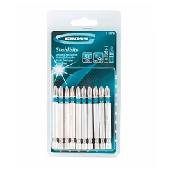 Bits Phillips Ponta E Encaixe 1/4 Pol. 70mm Aço 10 Pcs Gross