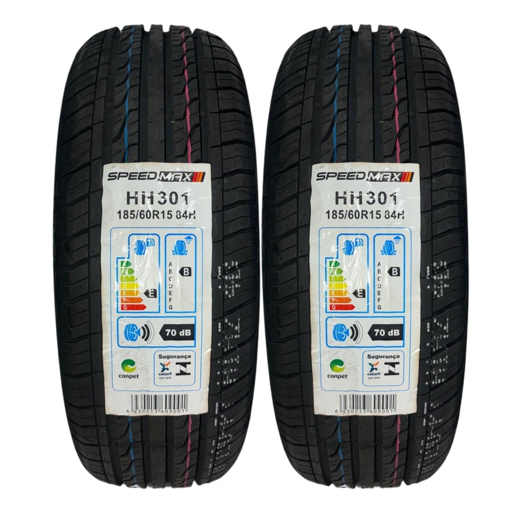 KIT 02 PNEUS 185/60R15 84H SPEEDMAX HH301 FIESTA PALIO SANDERO HB20 POLO FOX UP GOL CLASSIC
