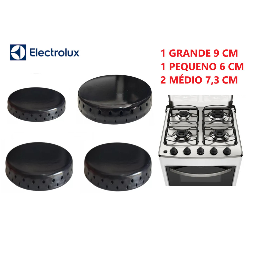 JOGO FOGÃO ELECTROLUX CHEF ESPALHADOR TAMPA 50SBC / 52SM / 52SB / - 4 BOCAS CHEFF COMPATIVEL ENVIO IMEDIATO