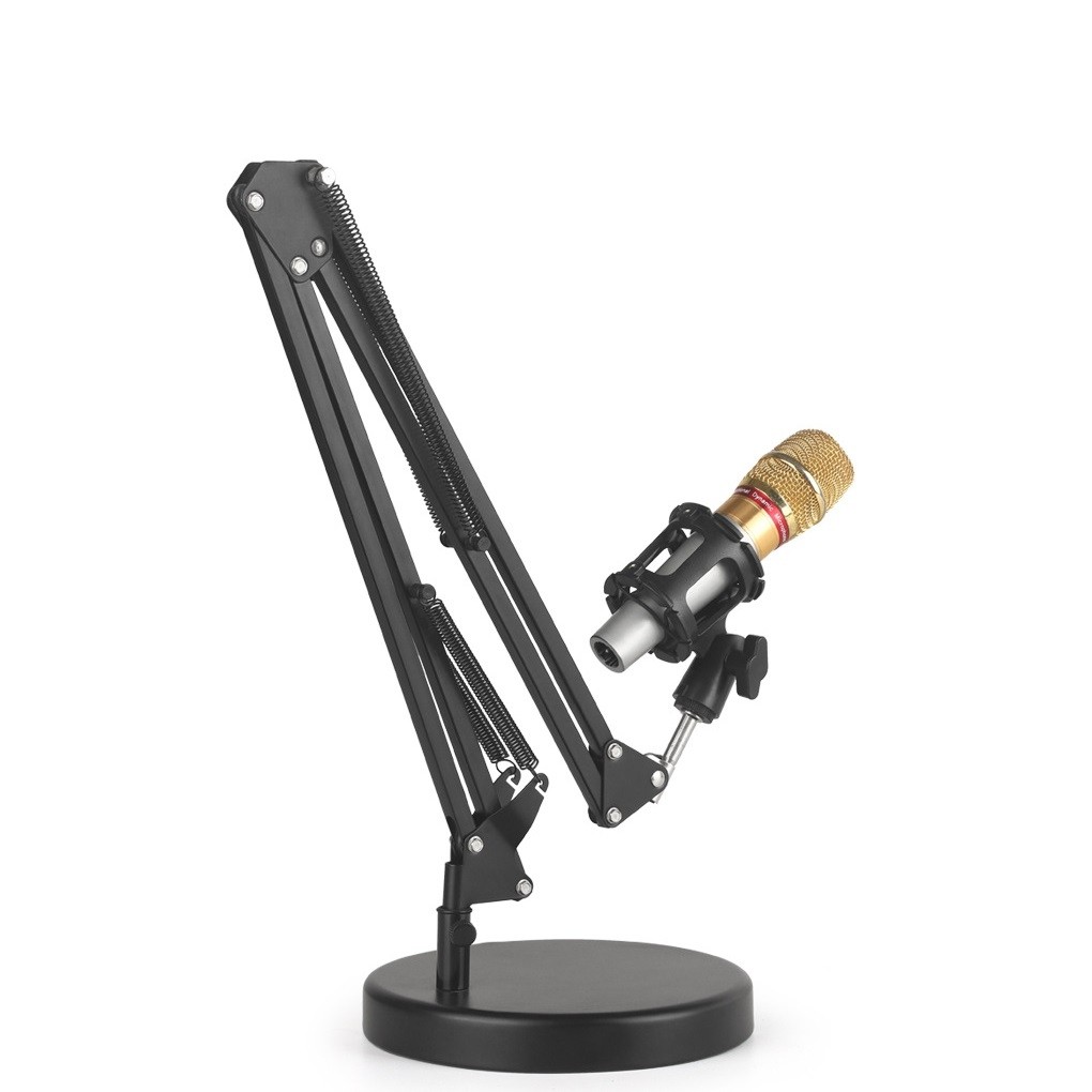 Pedestal Mesa Suporte Articulado c/Shock Mount Microfone Dinâmico