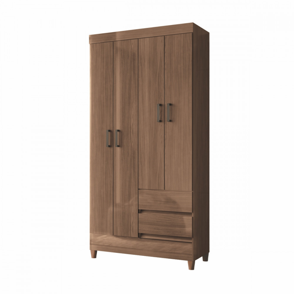Guarda Roupa Solteiro com Pés 4 Portas 2 Gavetas Jequitiba New Opção em Oferta na Shopee