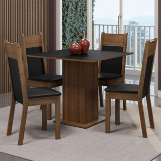 Conjunto Sala de Jantar Mesa Tampo de Madeira 4 Cadeiras Claire Madesa em Oferta na Shopee