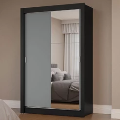 Guarda-Roupa Solteiro 2 Portas de Correr com Espelho Milano Madesa
