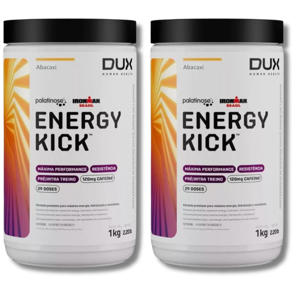KIT 2 Energy Kick Caffeine 1000g Dux Nutrition Sabor:Abacaxi