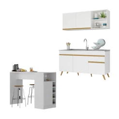 Armário de Cozinha Compacta com Bancada Americana Veneza Multimóveis MP2200
