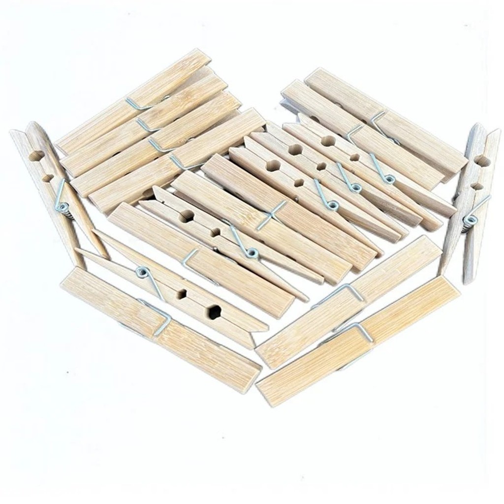 Kit 20 Prendedores de Bambu Práticos e Duráveis Casa Pratica em Oferta na Shopee