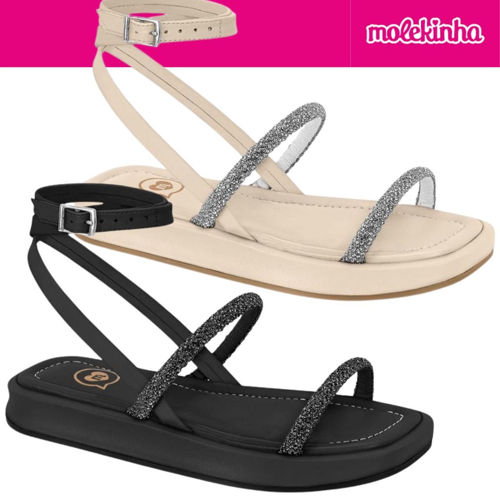 Sandalia Infantil Molekinha Tornozelo Brilho Fashion Festa em Oferta na Shopee