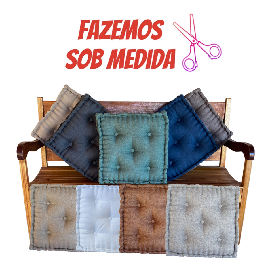 Imagem ALMOFADA 80x50x10 CM FUTON TURCA CHEIA TECIDO LINHO ASSENTO MEDITAÇÃO ENCOSTO