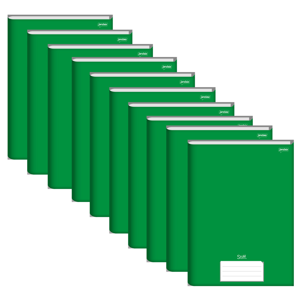 Caderno Brochura 1/4 Verde Capa Dura 48 Folhas Stiff - Pacote Com 10 Unidades